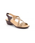 Sandalias Mujer Trenzado Piel Metalizado Elástico Cuña 323 44,95 €