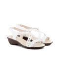 Women's Braided Leather Sandals Metallic Elastic Wedge 32344,95 €