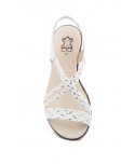 Women's Braided Leather Sandals Metallic Elastic Wedge 32344,95 €