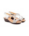 Women's Braided Leather Sandals Metallic Elastic Wedge 32344,95 €
