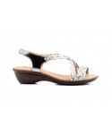 Women's Braided Leather Sandals Metallic Elastic Wedge 32344,95 €