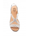 Women's Braided Leather Sandals Metallic Elastic Wedge 32344,95 €