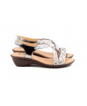 Women's Braided Leather Sandals Metallic Elastic Wedge 32344,95 €