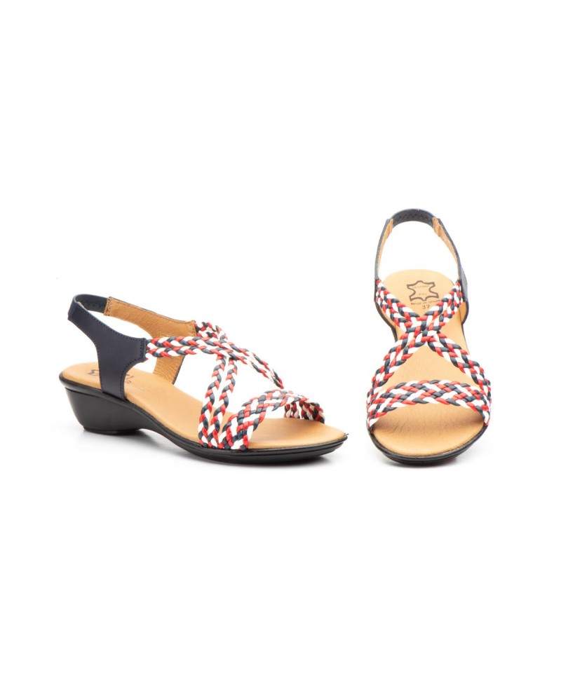 Women's Braided Leather Sandals Metallic Elastic Wedge 32344,95 €