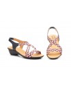 Women's Braided Leather Sandals Metallic Elastic Wedge 32344,95 €
