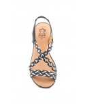 Women's Braided Leather Sandals Metallic Elastic Wedge 32344,95 €