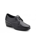 Zapatos Mujer Cuña Piel Negro Cordones Ancho Especial 435 44,95 €