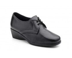 Zapatos Mujer Cuña Piel Negro Cordones Ancho Especial 435 44,95 €