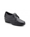 Zapatos Mujer Cuña Piel Negro Cordones Ancho Especial 435 44,95 €