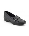 Women's Black Leather Wedge Moccasin Shoes 61444,95 €