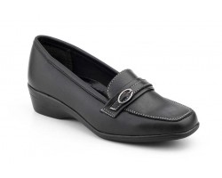 Women's Black Leather Wedge Moccasin Shoes 61444,95 €