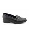 Women's Black Leather Wedge Moccasin Shoes 61444,95 €