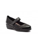 Zapatos Mujer Piel Negro Licra Ancho Especial 7813 59,95 €