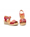 Sandalias Mujer Piel Rojo Multi Tiras Adhesiva AE-1651 44,95 €