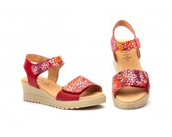 Sandalias Mujer Piel Rojo Multi Tiras Adhesiva AE-1651 44,95 €