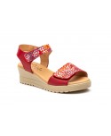 Sandalias Mujer Piel Rojo Multi Tiras Adhesiva AE-1651 44,95 €