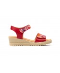 Sandalias Mujer Piel Rojo Multi Tiras Adhesiva AE-1651 44,95 €