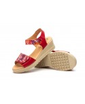 Sandalias Mujer Piel Rojo Multi Tiras Adhesiva AE-1651 44,95 €