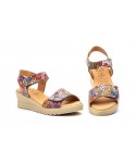 Women's Leather Sandals Red Multi Adhesive Strap AE-165144,95 €
