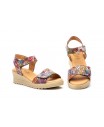 Women's Leather Sandals Red Multi Adhesive Strap AE-165144,95 €
