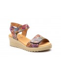 Women's Leather Sandals Red Multi Adhesive Strap AE-165144,95 €