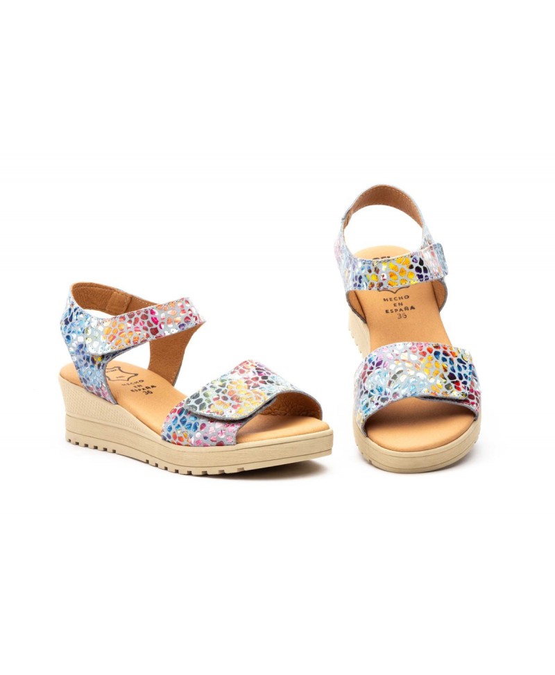 Women's Leather Sandals Red Multi Adhesive Strap AE-165144,95 €