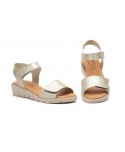 Women's Platinum Leather Sandals with Gel Wedge and Adhesive Straps AE-165244,95 €
