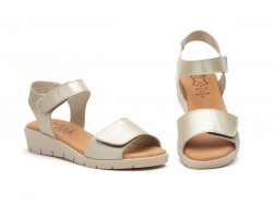Women's Platinum Leather Sandals with Gel Wedge and Adhesive Straps AE-165244,95 €