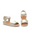 Women's Platinum Leather Sandals with Gel Wedge and Adhesive Straps AE-165244,95 €