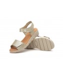 Women's Platinum Leather Sandals with Gel Wedge and Adhesive Straps AE-165244,95 €