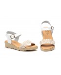 Sandalias Mujer Piel Blanco Yute Hebilla Gel Cuña AE-184 44,95 €