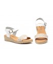 Sandalias Mujer Piel Blanco Yute Hebilla Gel Cuña AE-184 44,95 €