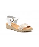 Sandalias Mujer Piel Blanco Yute Hebilla Gel Cuña AE-184 44,95 €