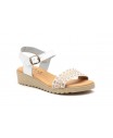 Sandalias Mujer Piel Blanco Yute Hebilla Gel Cuña AE-184 44,95 €