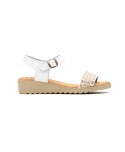 Sandalias Mujer Piel Blanco Yute Hebilla Gel Cuña AE-184 44,95 €