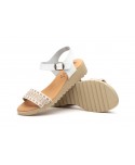 Sandalias Mujer Piel Blanco Yute Hebilla Gel Cuña AE-184 44,95 €