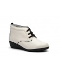 Botín Mujer Piel Marfil Cordones AE-398 44,95 €