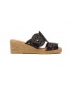 Sandalias Vaquetillas Mujer Piel Marrón Picado Cuña AE-462 44,95 €