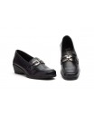 Women's Black Leather Shoes with Buckle and Wedge Heel AE-53244,95 €