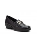 Women's Black Leather Shoes with Buckle and Wedge Heel AE-53244,95 €