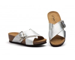 Women's Clogs Silver Leather Buckle ENC-60449,95 €