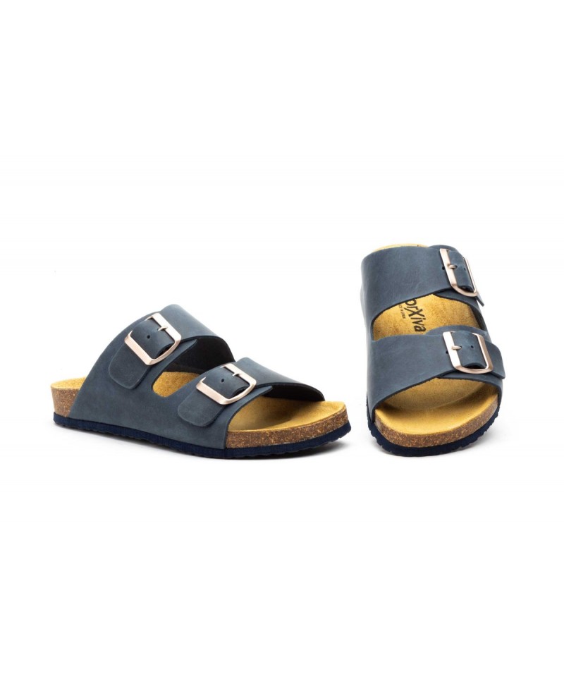 Women's Bio Sandal Taupe Leather Double Buckle MX-820044,95 €