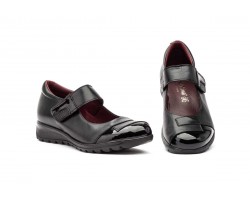 Women's Black Leather Shoes with Velcro MX-92049,95 €