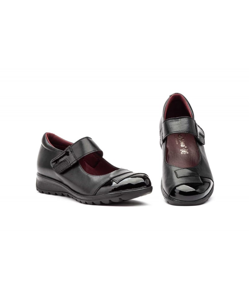 Women's Black Leather Shoes with Velcro MX-92049,95 €