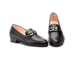 Women's Black Leather Shoes with Buckle PYM-181054,95 €