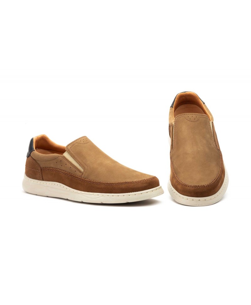 Men's Casual Shoe Nubuck Leather Taupe Elastic R83-260559,95 €
