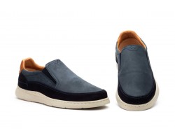 Men's Casual Navy Nubuck Leather Shoes with Elastic R83-262559,95 €