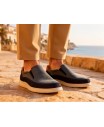 Men's Casual Navy Nubuck Leather Shoes with Elastic R83-262559,95 €