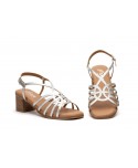 Sandalias Mujer Tiras Plata Tacón Madera Planta Gel Cierre Hebilla SS-2642 49,95 €
