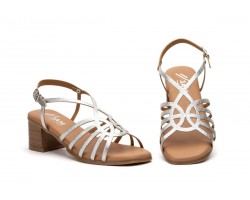 Sandalias Mujer Tiras Plata Tacón Madera Planta Gel Cierre Hebilla SS-2642 49,95 €